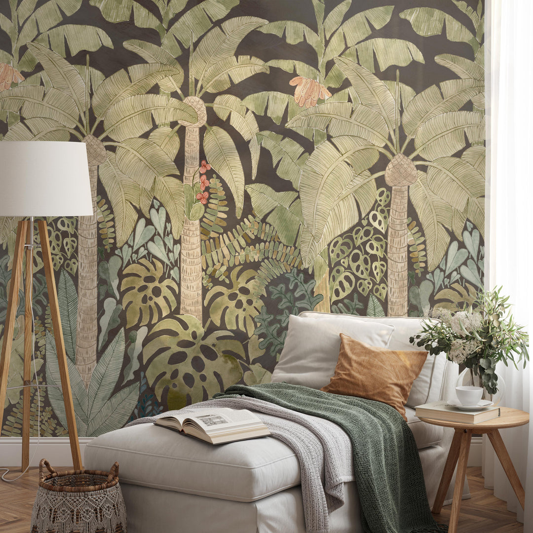 Coconut Banana Dark Jungle Mural - Studio Exclusive