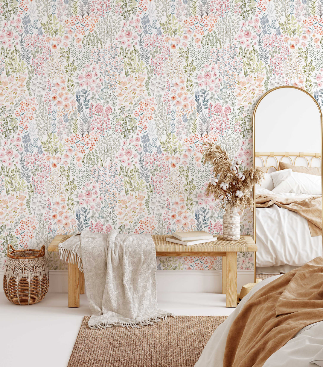 Spring Wildflowers Floral Wallpaper | Dainty Floral Girl Nursery