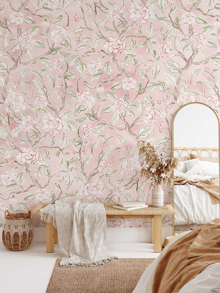 Delicate Flowers Chinoiserie Spring Bloom Mural - Studio Exclusive