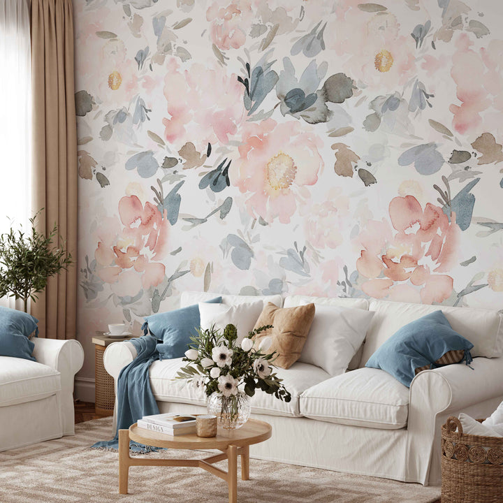 Harper Mural| Large Scale Floral Bouquet Girl Nursery Wallpaper