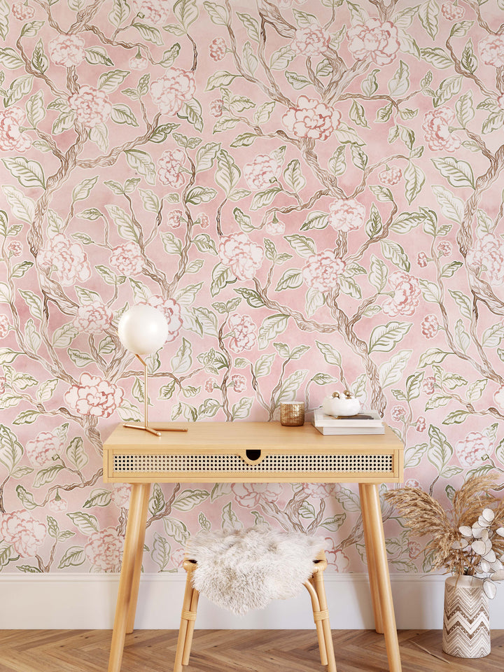 Delicate Flowers Chinoiserie Spring Bloom Mural - Studio Exclusive