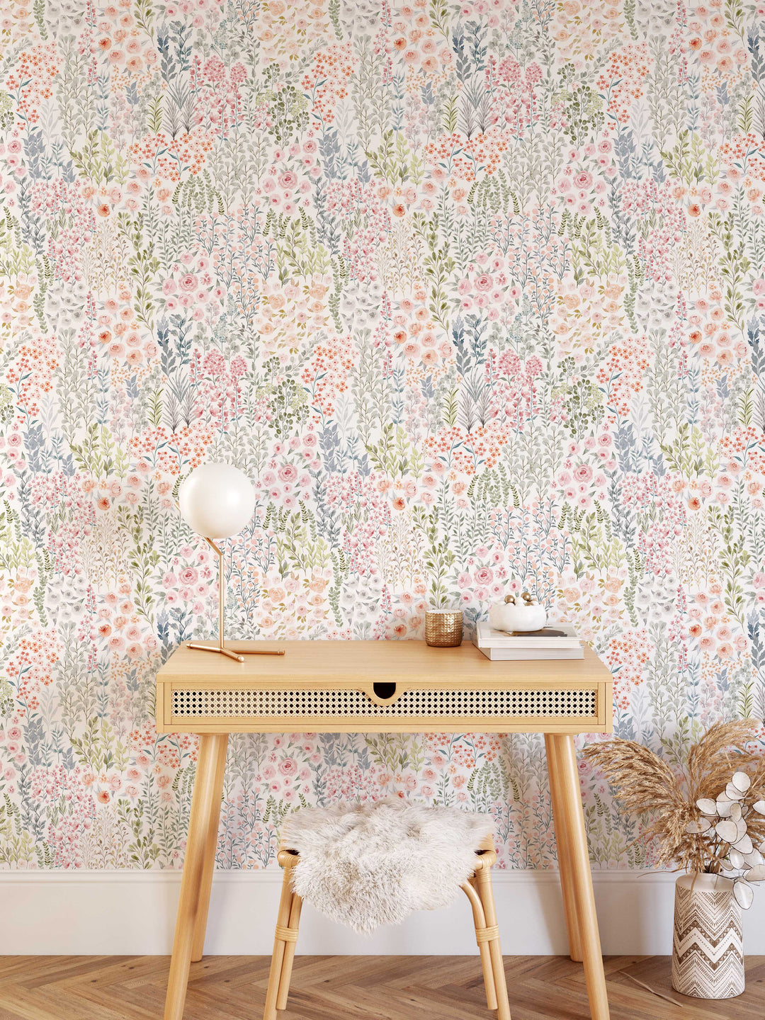 Spring Wildflowers Floral Wallpaper | Dainty Floral Girl Nursery