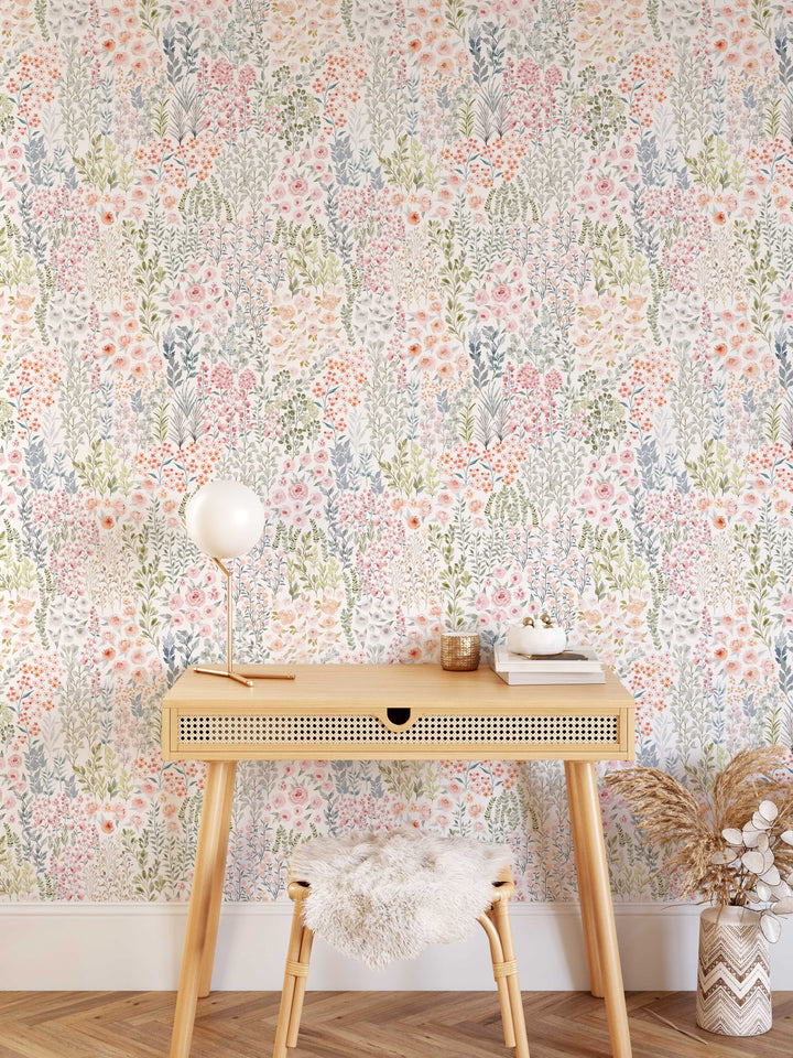 Spring Wildflowers Floral Wallpaper | Dainty Floral Girl Nursery