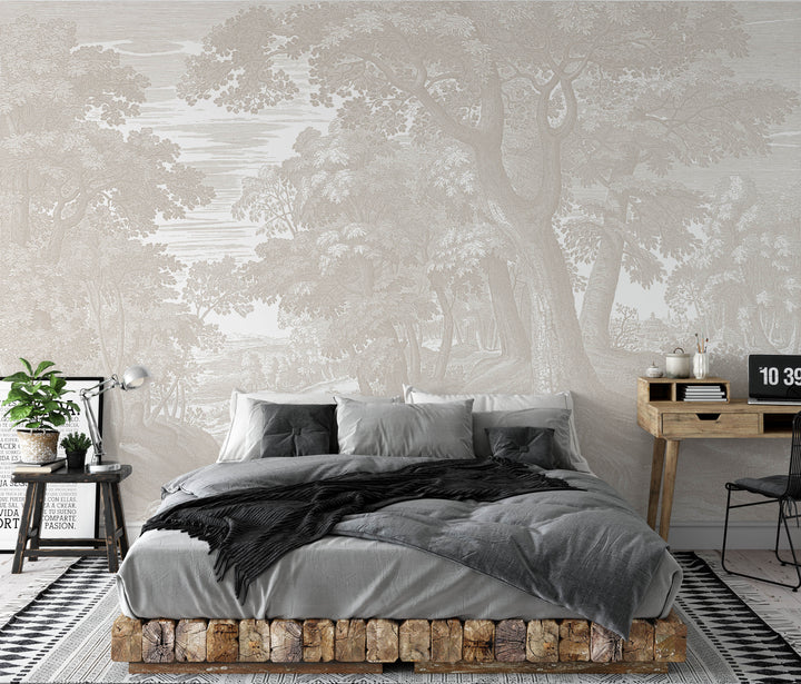 Edge of the Forest Mural in Beige