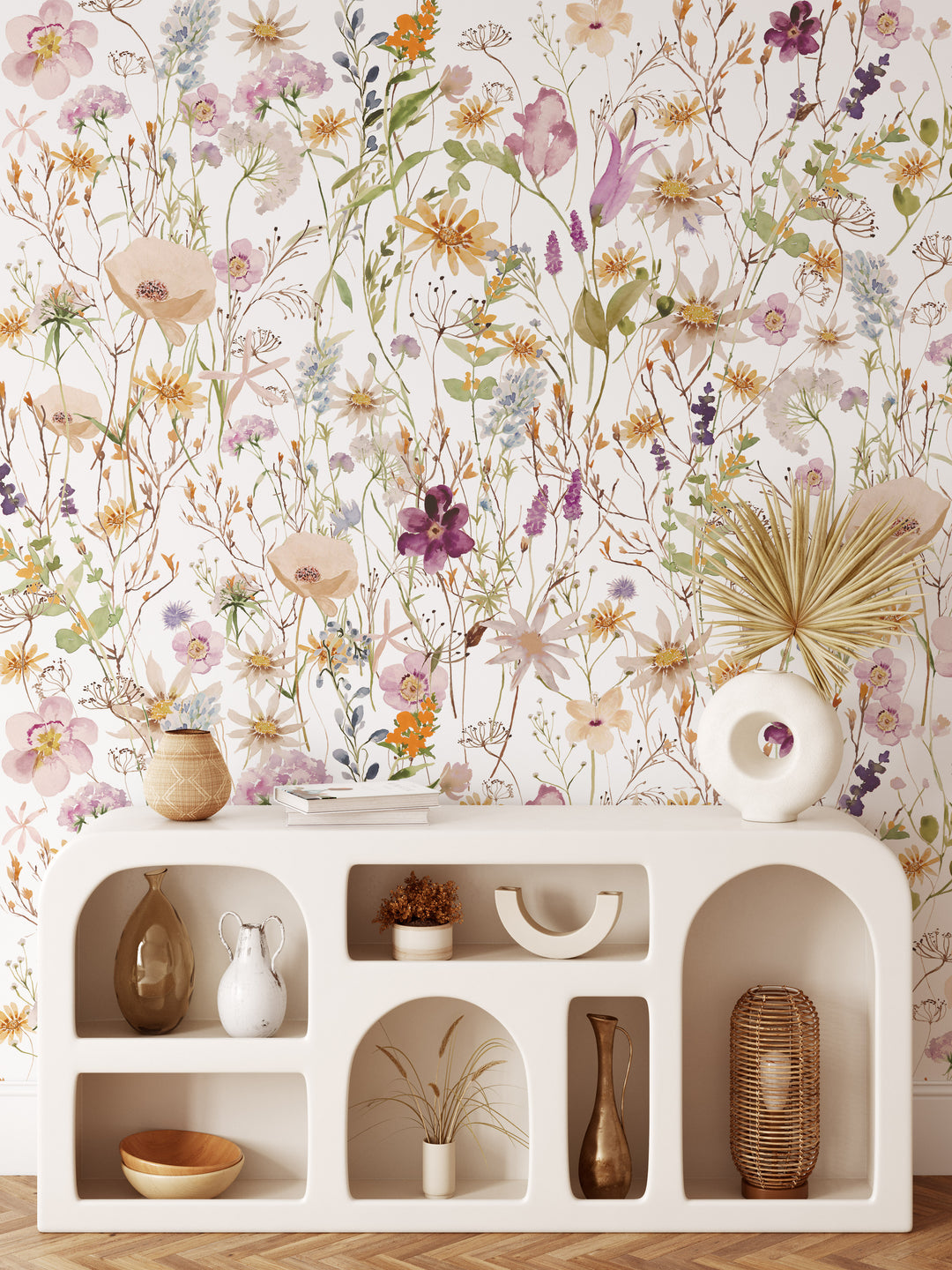 Melanie Mural | Boho Floral Girl Nursery Wallpaper