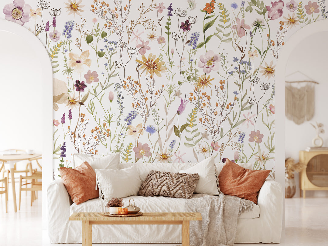 Megan Mural | Boho Floral Girl Nursery Wallpaper