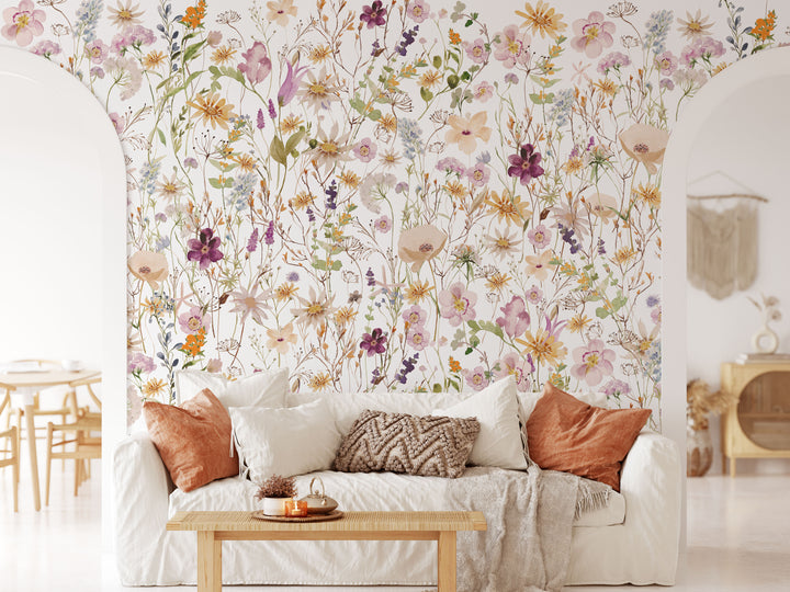 Melanie Mural | Boho Floral Girl Nursery Wallpaper