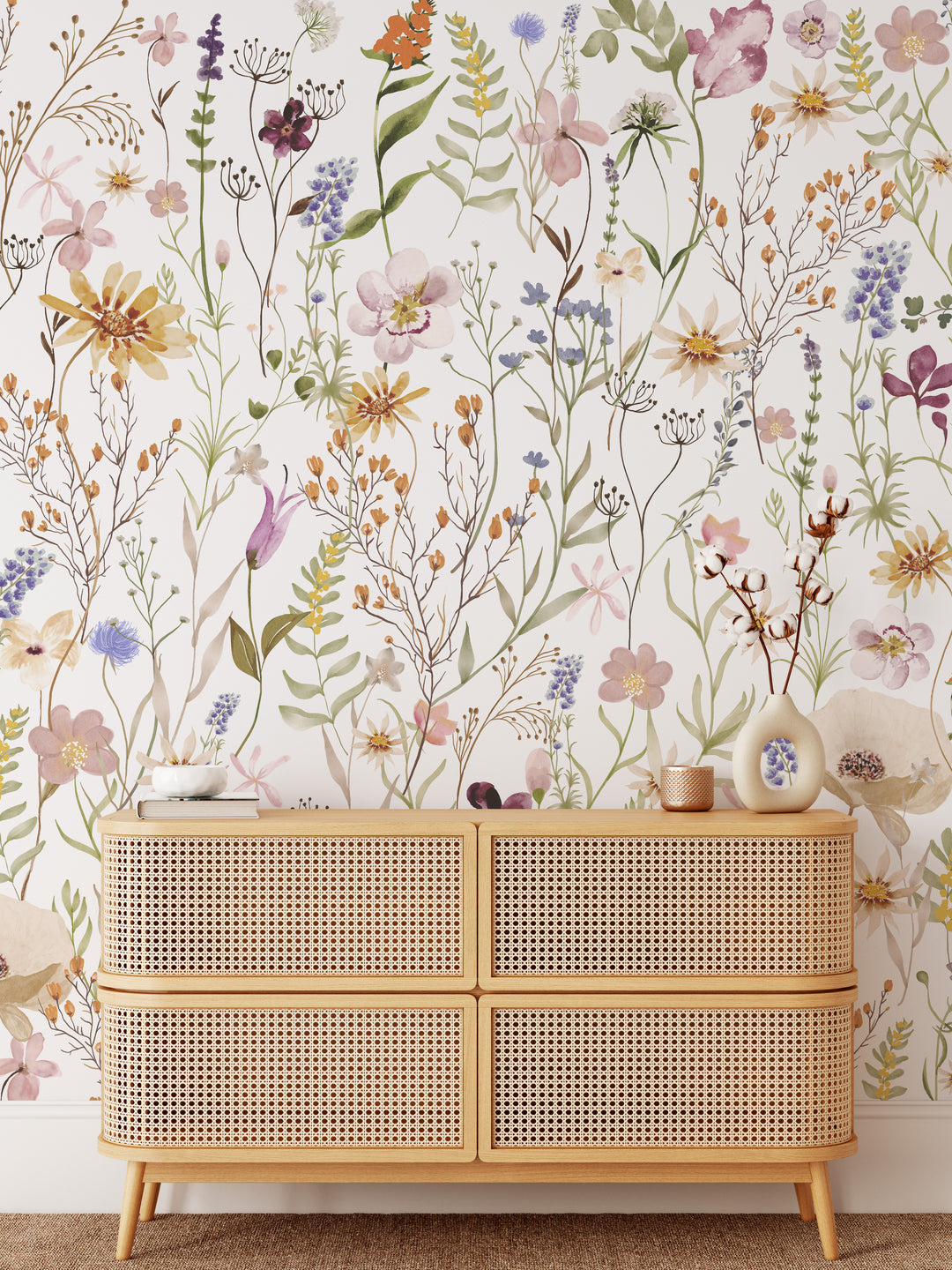 Megan Mural | Boho Floral Girl Nursery Wallpaper