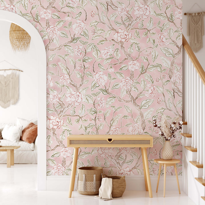 Delicate Flowers Chinoiserie Spring Bloom Mural - Studio Exclusive