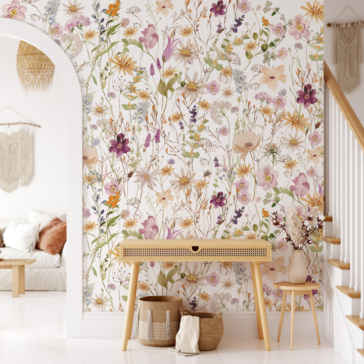 Melanie Mural | Boho Floral Girl Nursery Wallpaper