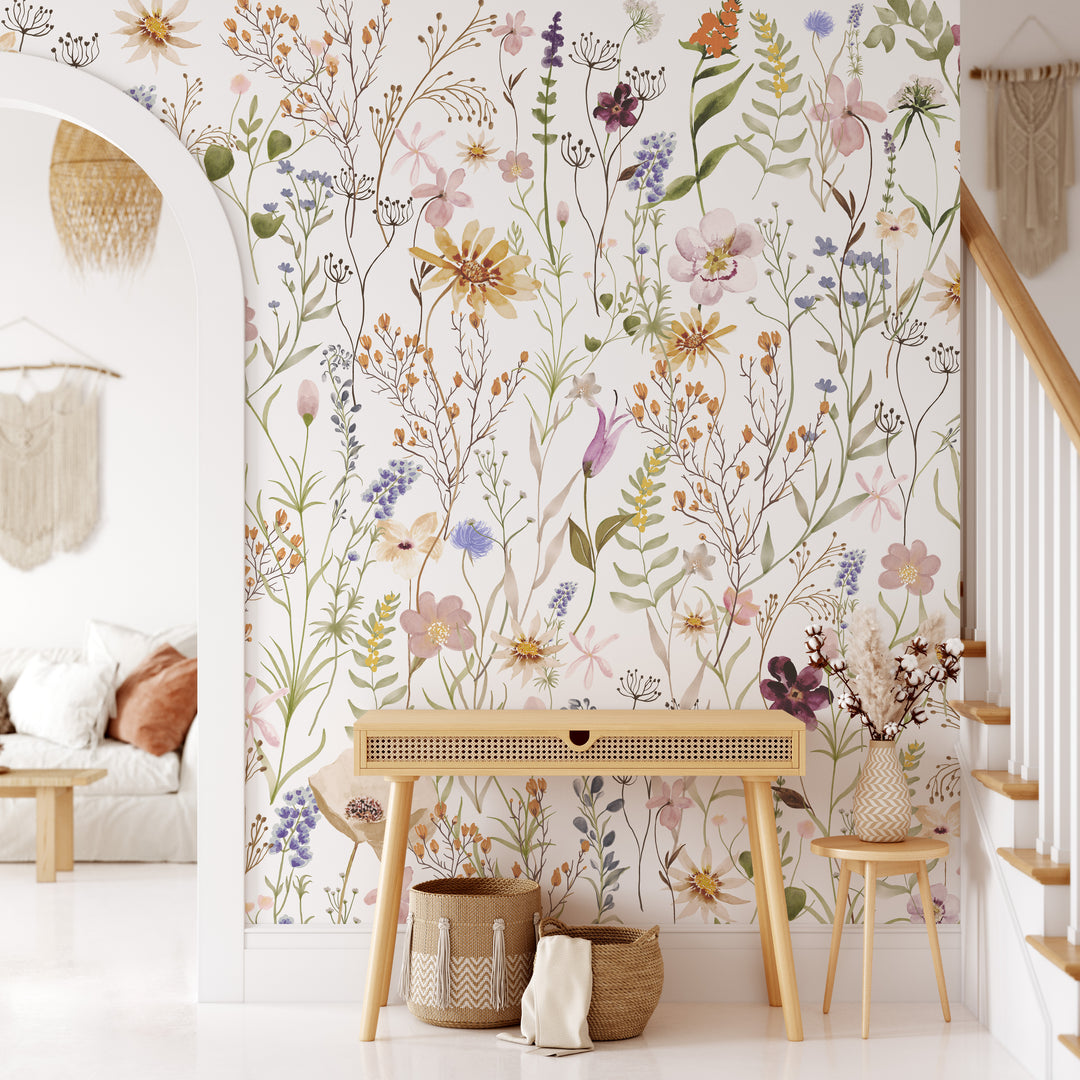 Megan Mural | Boho Floral Girl Nursery Wallpaper