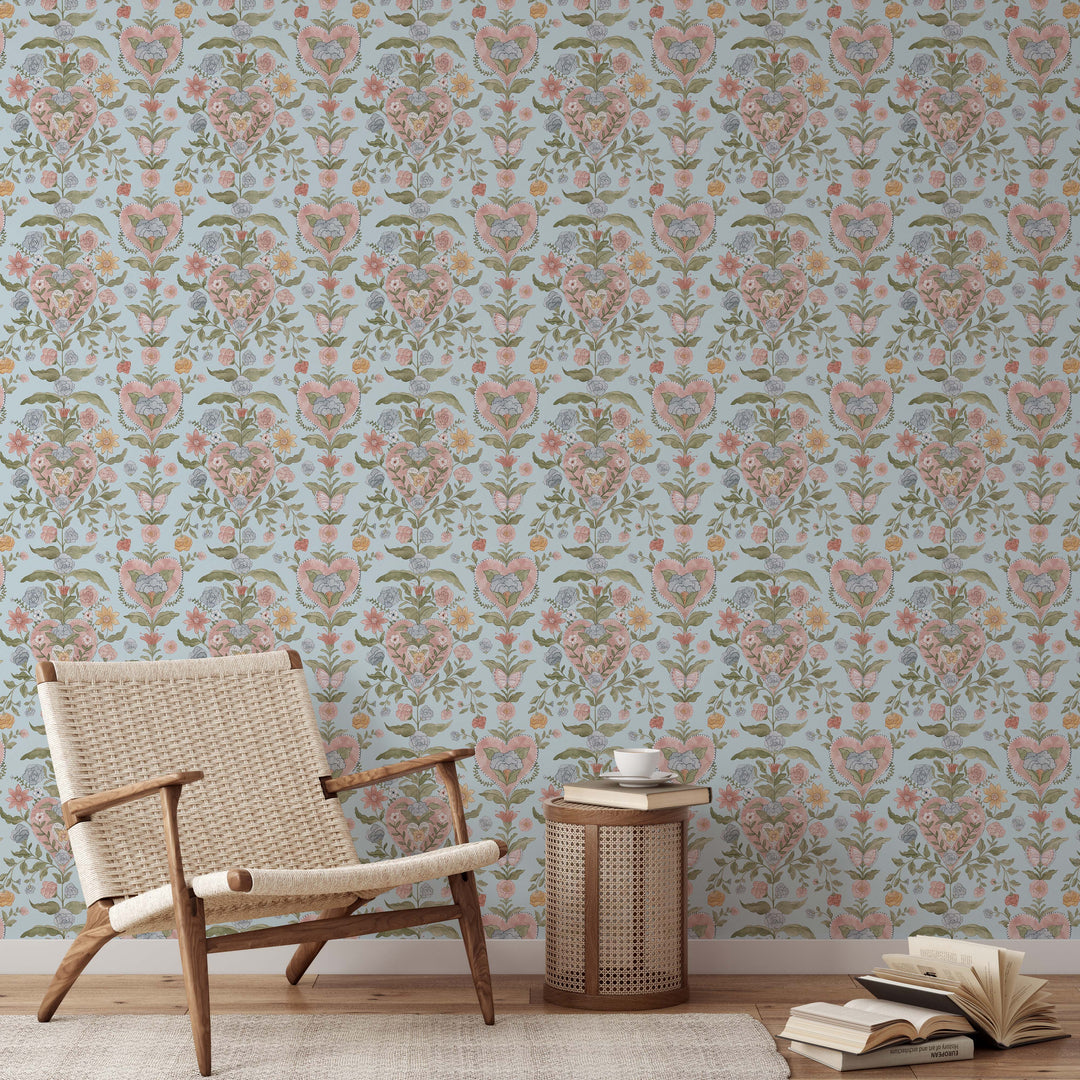 Love in Bloom Wallpaper in Blue