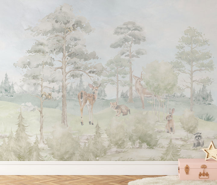 Barrington Mist Pastel With Animals Mural