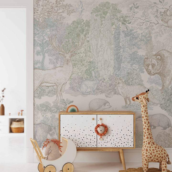 Timeless Forest Wallpaper Mural in Neutral