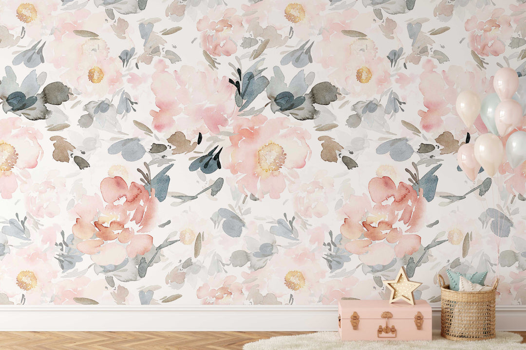 Harper Mural| Large Scale Floral Bouquet Girl Nursery Wallpaper