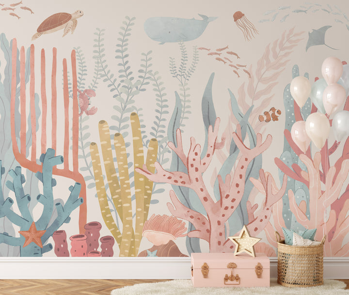 Under The Sea Cute Coral Reef Mural