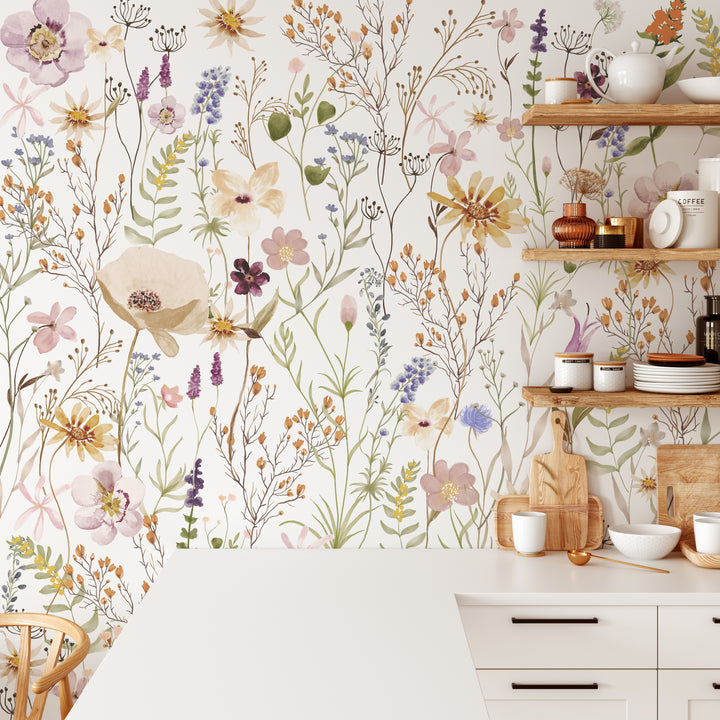 Megan Mural | Boho Floral Girl Nursery Wallpaper