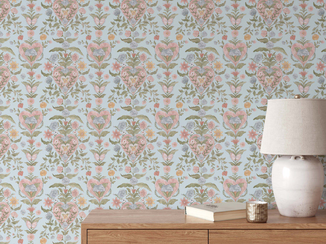 Love in Bloom Wallpaper in Blue