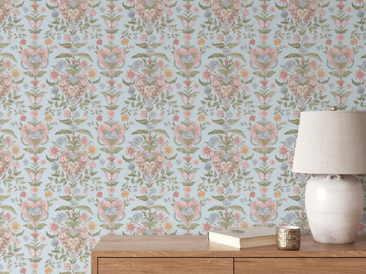 Love in Bloom Wallpaper in Blue