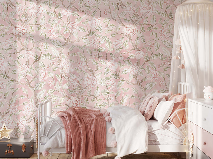 Delicate Flowers Chinoiserie Spring Bloom Mural - Studio Exclusive