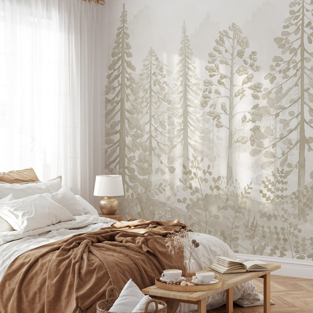 Neutral Woodland Whispers Wallpaper Mural