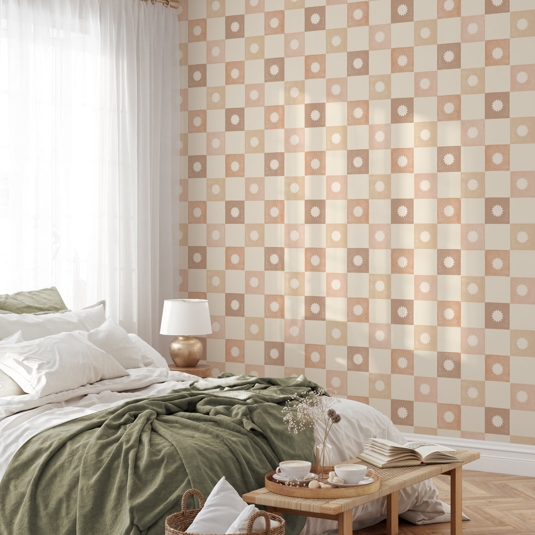 Sunburst Plaid Wallpaper