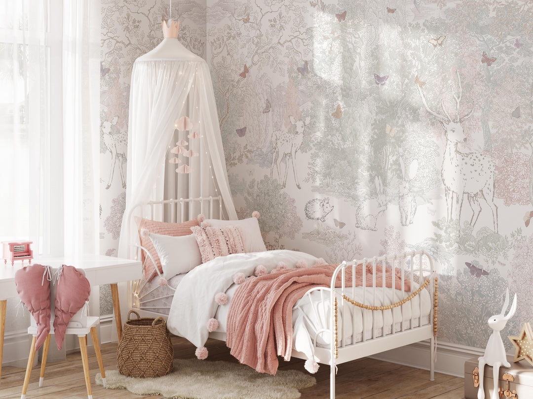 Heirloom Forest Wallpaper Mural in Pastels