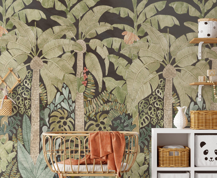 Coconut Banana Dark Jungle Mural - Studio Exclusive