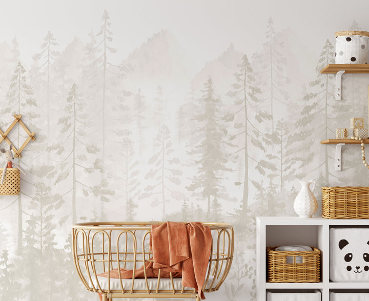 Neutral Woodland Tales Mural