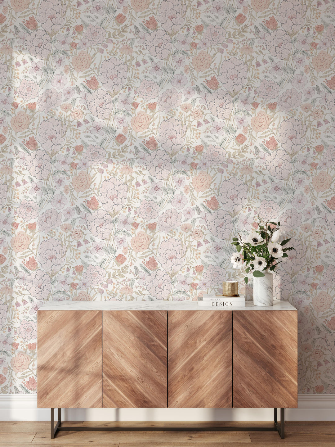 Romantic Meadow Wallpaper | Elegant Floral Girl Nursery