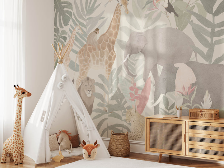 Safari in Neutral Tones Mural