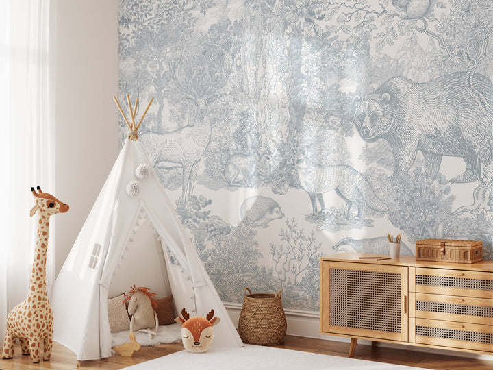 Timeless Forest Wallpaper Mural in Blue