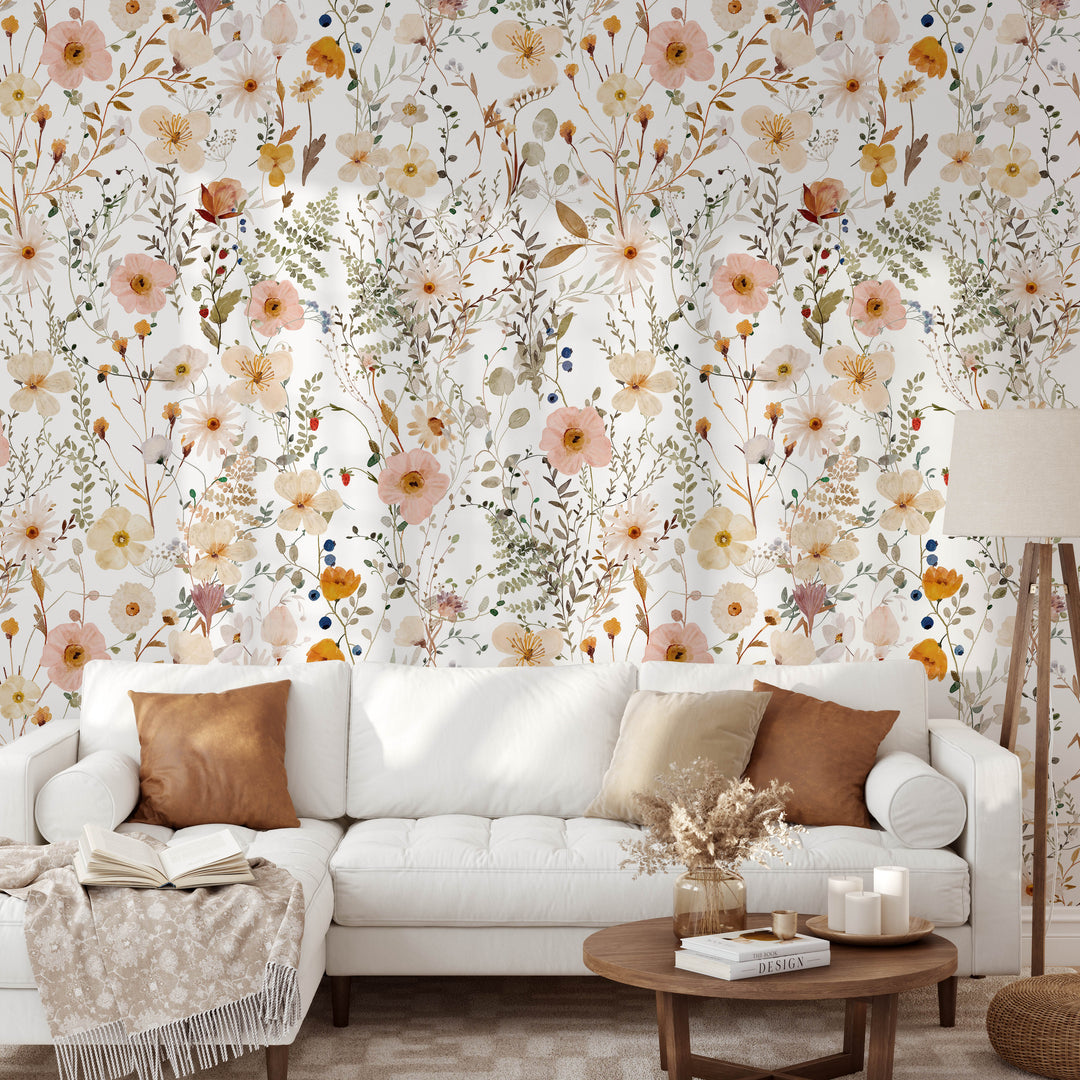 Avery Mural | Delicate Boho Floral Girl Nursery Wallpaper