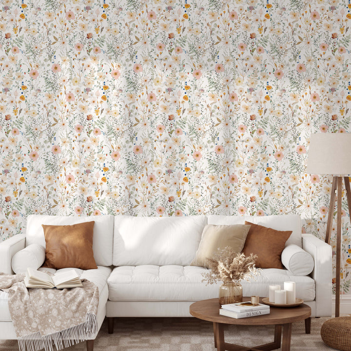 Avery Wallpaper | Delicate Boho Floral Girl Nursery