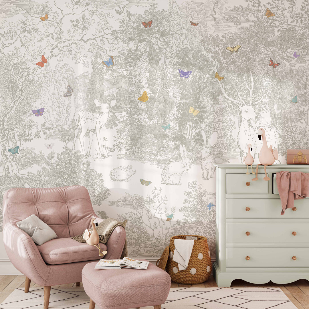 Heirloom Forest Wallpaper Mural in Sage