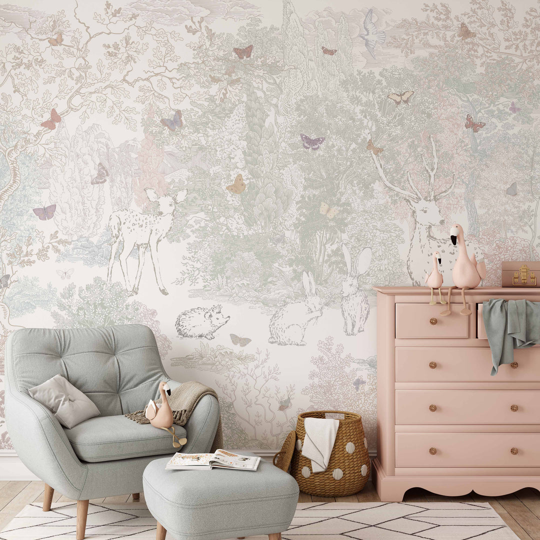 Heirloom Forest Wallpaper Mural in Pastels