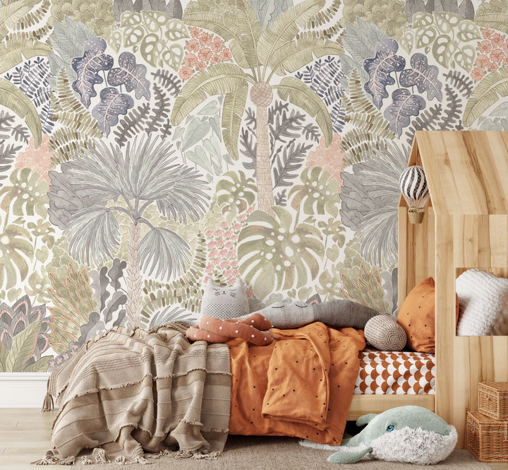 Tropical Palms and Monsteras Wallpaper Mural - Studio Exclusive