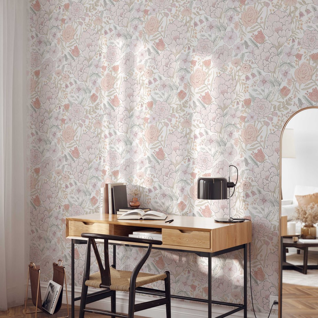 Romantic Meadow Wallpaper | Elegant Floral Girl Nursery