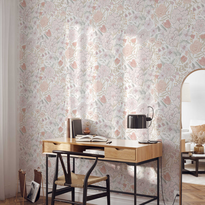 Romantic Meadow Wallpaper | Elegant Floral Girl Nursery