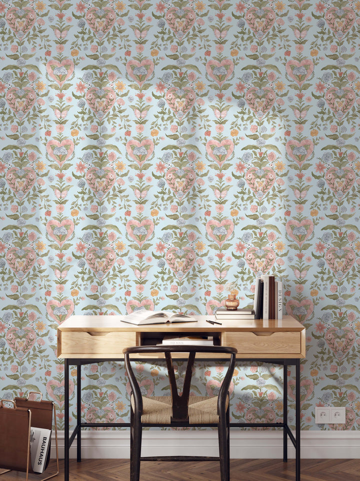 Love in Bloom Wallpaper in Blue