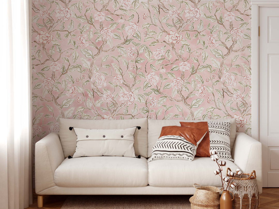 Delicate Flowers Chinoiserie Spring Bloom Mural - Studio Exclusive