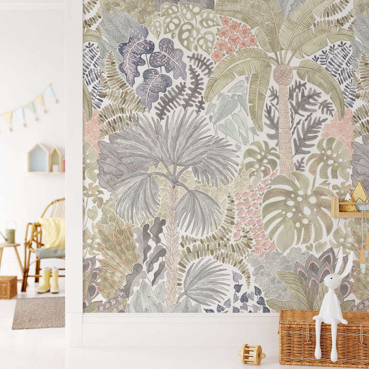 Tropical Palms and Monsteras Wallpaper Mural - Studio Exclusive