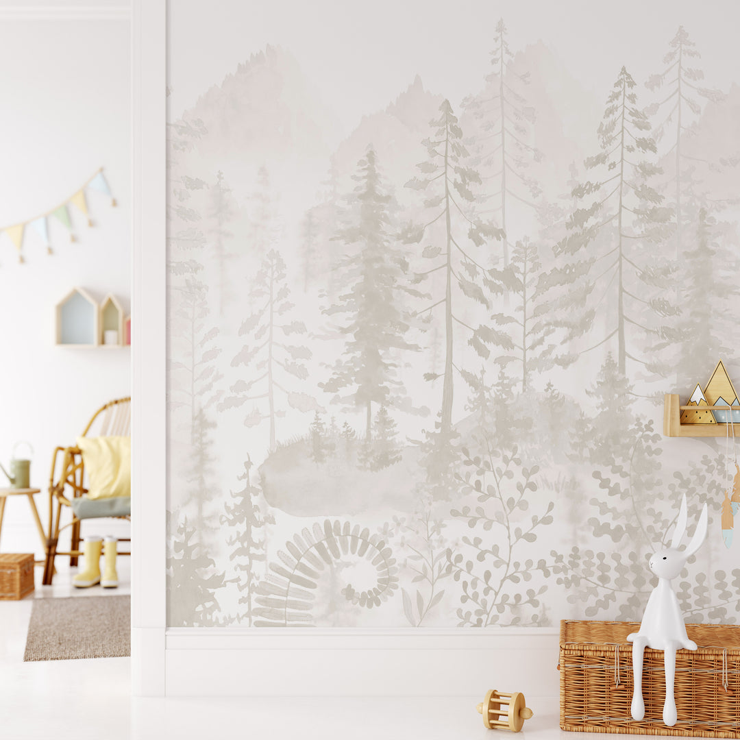 Neutral Woodland Tales Mural