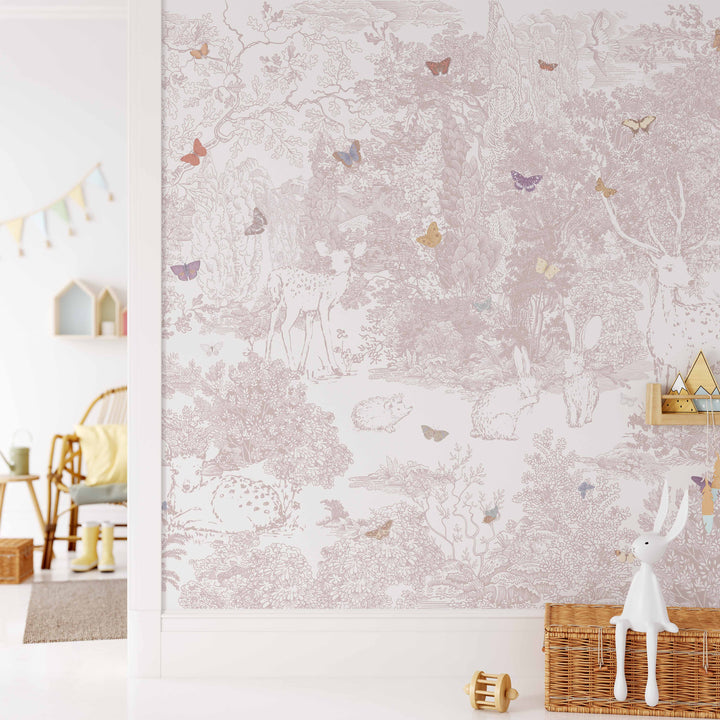 Heirloom Forest Wallpaper Mural in Pink