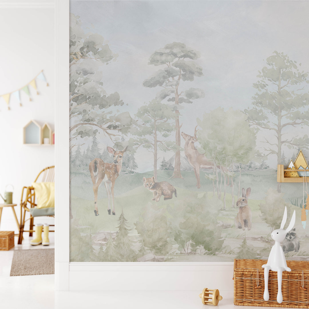 Barrington Mist Pastel With Animals Mural