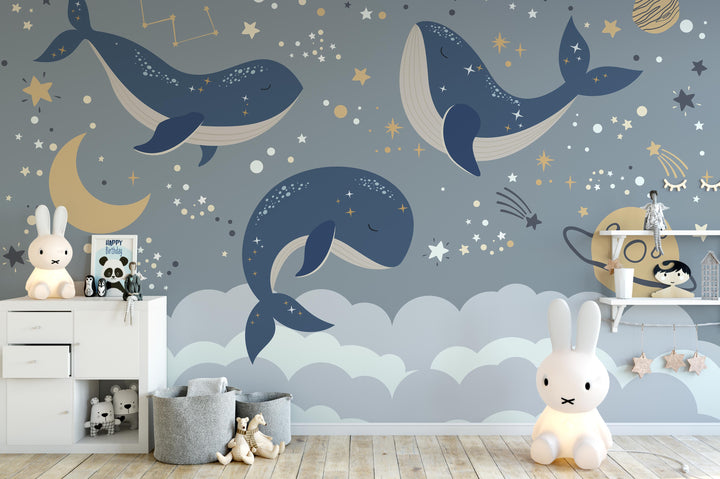 Blue Sky Whale Mural