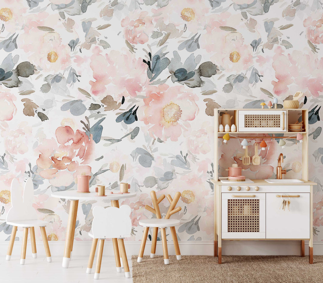 Harper Mural| Large Scale Floral Bouquet Girl Nursery Wallpaper