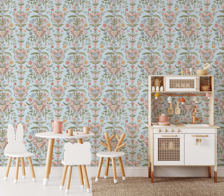 Love in Bloom Wallpaper in Blue