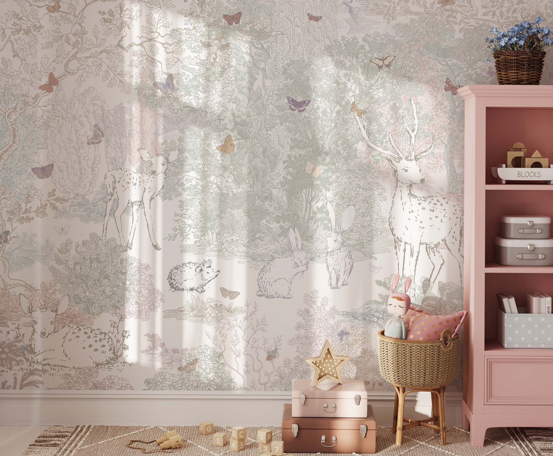 Heirloom Forest Wallpaper Mural in Pastels