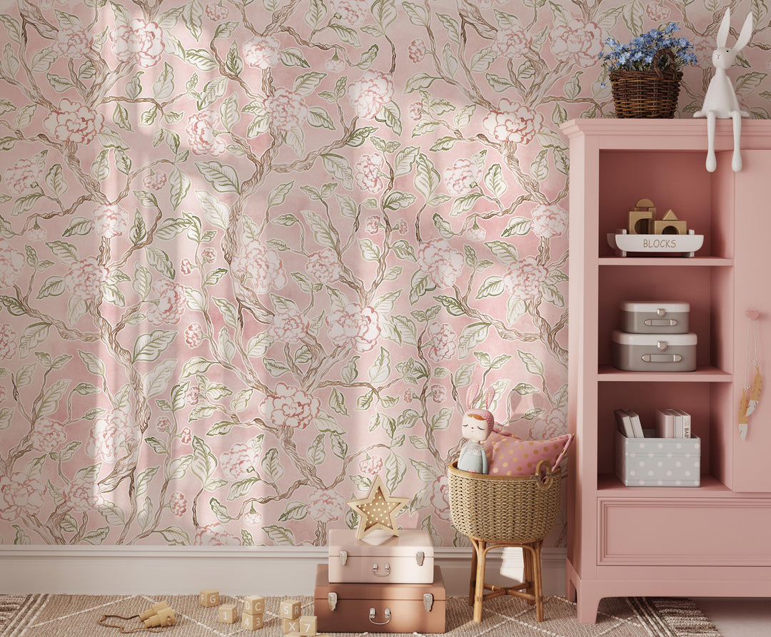 Delicate Flowers Chinoiserie Spring Bloom Mural - Studio Exclusive